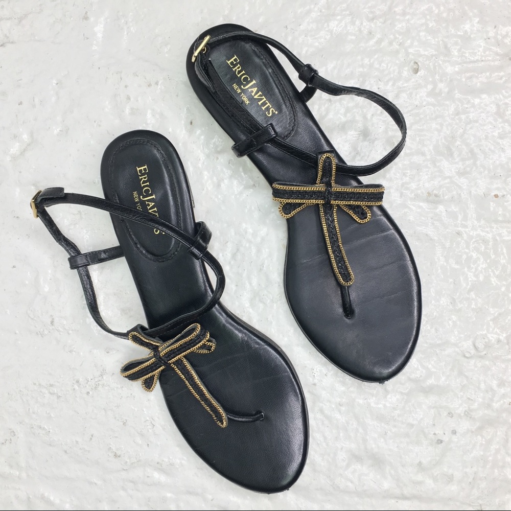 Eric Javits Leather and Chain Sandals